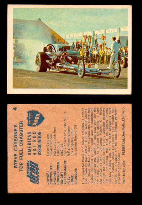 AHRA Official Drag Champs 1971 Fleer Canada Trading Cards You Pick Singles #1-63 4   Steve Carbone's                                  Top Fuel Dragster  - TvMovieCards.com