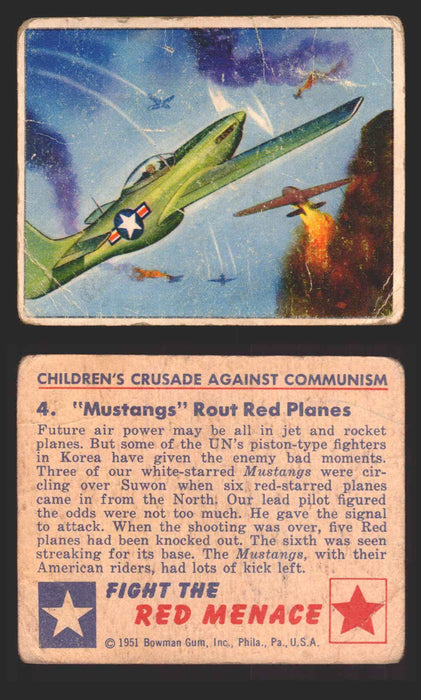 1951 Red Menace Vintage Trading Cards #1-48 You Pick Singles Bowman Gum 4   "Mustangs" Rout Red Planes  - TvMovieCards.com