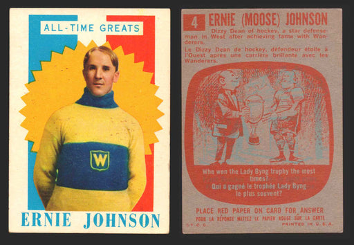 1960-61 Topps Hockey NHL Trading Card You Pick Single Cards #1 - 66 EX/NM 4 Ernie "Moose" Johnson All-Time Greats  - TvMovieCards.com