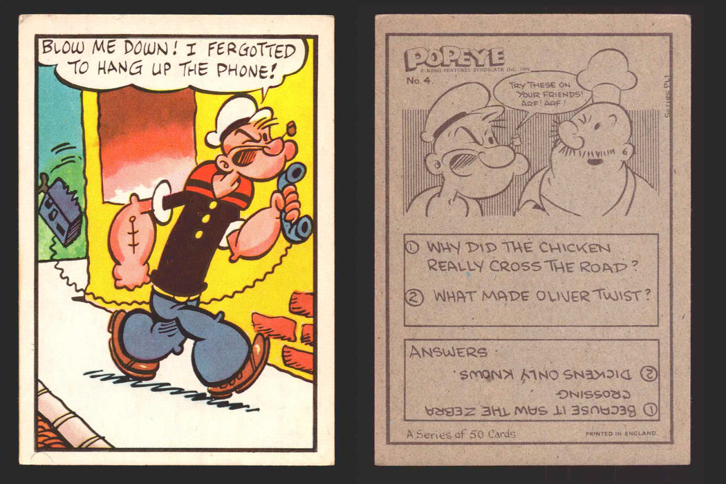 1959 Popeye Chix Confectionery Vintage Trading Card You Pick Singles #1-50 4   Blow me down! I fergotted to hang up the phone!  - TvMovieCards.com