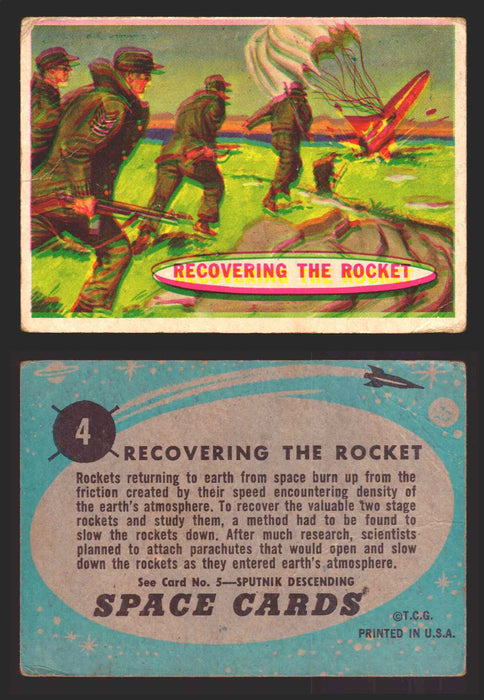 1957 Space Cards Topps Vintage Trading Cards #1-88 You Pick Singles 4   Recovering the Rocket  - TvMovieCards.com