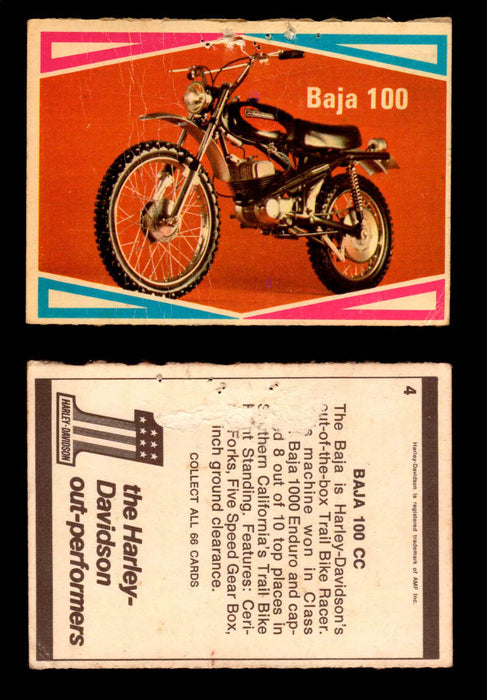 1972 Donruss Choppers & Hot Bikes Vintage Trading Card You Pick Singles #1-66 # 4   Baja 100 (creased & pin holes)  - TvMovieCards.com