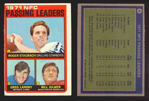 1972 Topps Football Trading Card You Pick Singles #1-#351 G/VG/EX #	4	Passing Leaders (Staubach)  - TvMovieCards.com