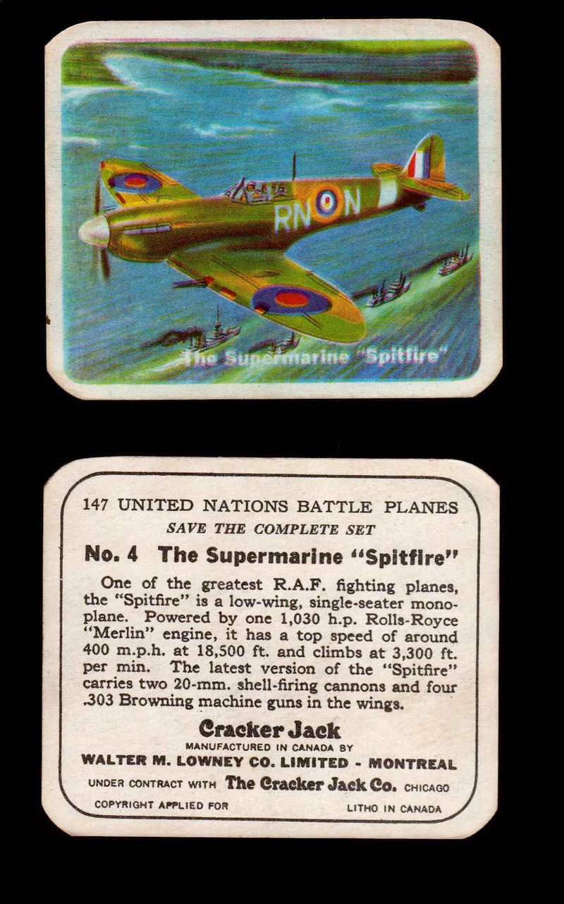 Cracker Jack United Nations Battle Planes Vintage You Pick Single Cards #1-70 #4  - TvMovieCards.com