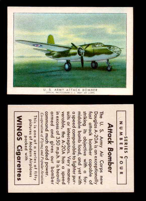 1942 Modern American Airplanes Series C Vintage Trading Cards Pick Singles #1-50 4	 	U.S. Army Attack Bomber  - TvMovieCards.com