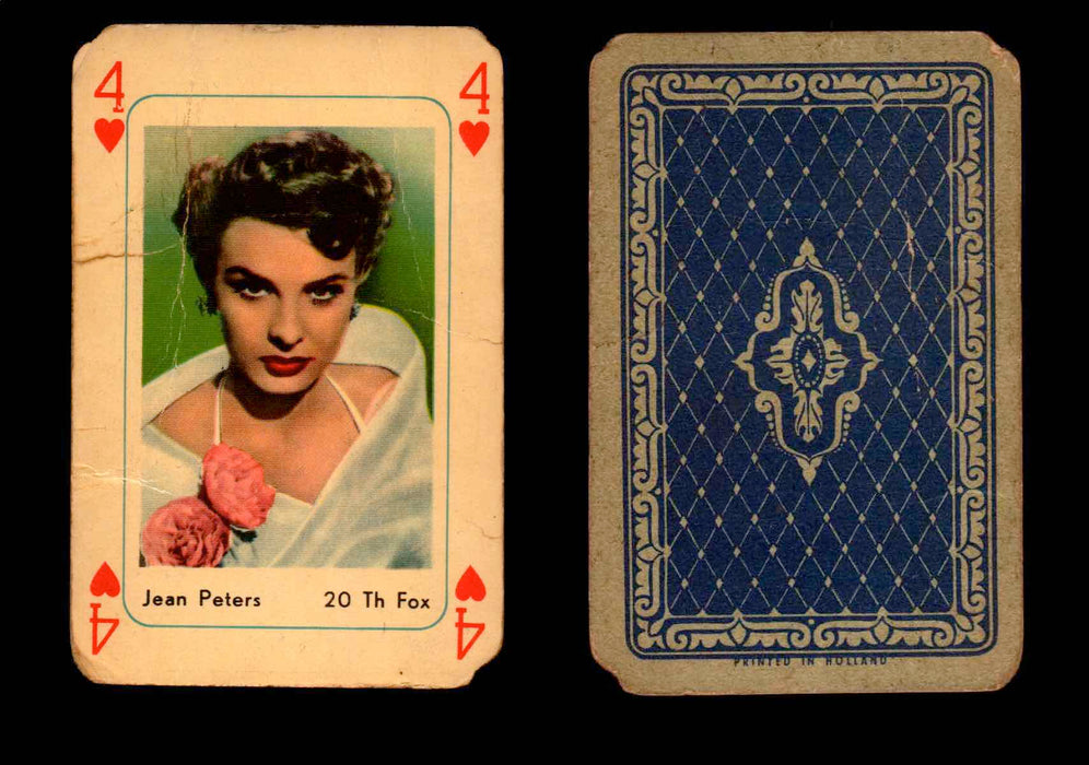 Vintage Hollywood Movie Stars Playing Cards You Pick Singles 4 - Heart - Jean Peters  - TvMovieCards.com