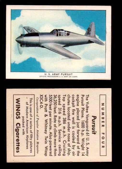 1940 Modern American Airplanes Series 1 Vintage Trading Cards Pick Singles #1-50 4 U.S. Army Pursuit (Vultee Vanguard 61)  - TvMovieCards.com