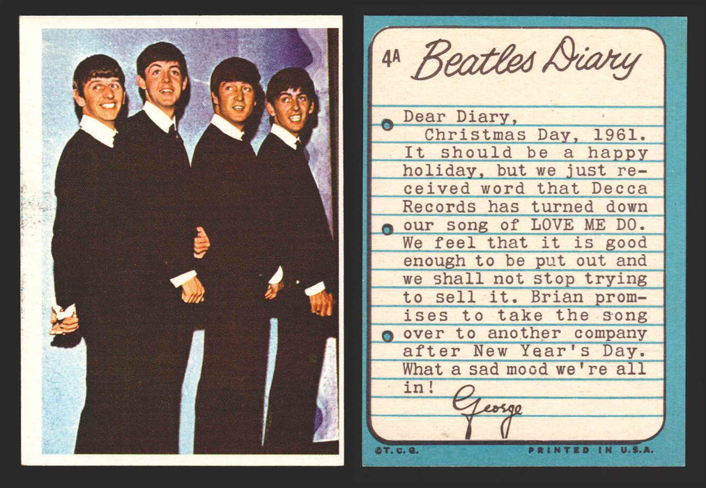 Beatles Diary Topps 1964 Vintage Trading Cards You Pick Singles #1A-#60A
