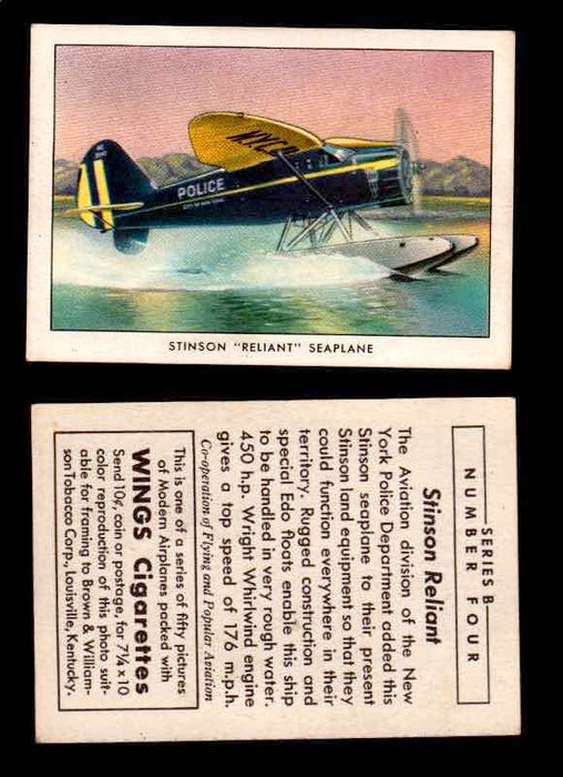 1941 Modern American Airplanes Series B Vintage Trading Cards Pick Singles #1-50 4	 	Stinson "Reliant" Seaplane  - TvMovieCards.com