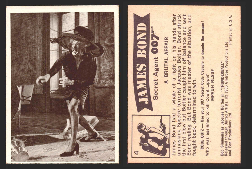 1966 James Bond 007 Thunderball Vintage Trading Cards You Pick Singles #1-66 4   A Brutal Affair  - TvMovieCards.com