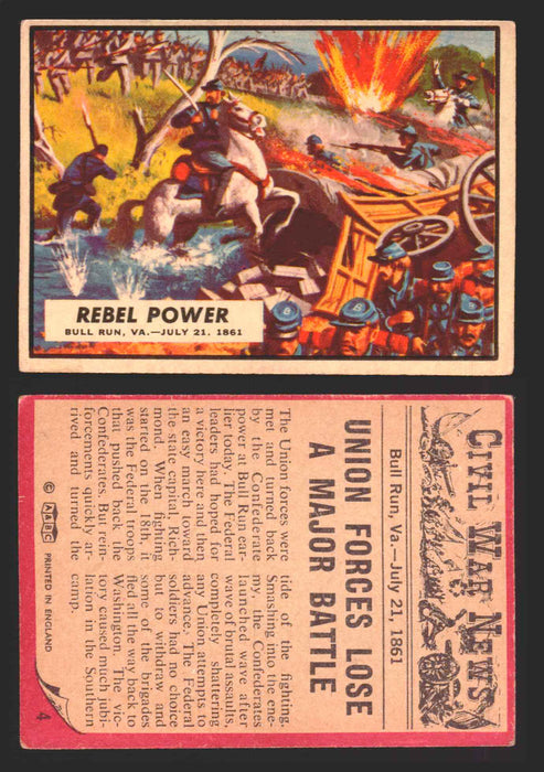 Civil War News Vintage Trading Cards A&BC Gum You Pick Singles #1-88 1965 4   Rebel Power  - TvMovieCards.com