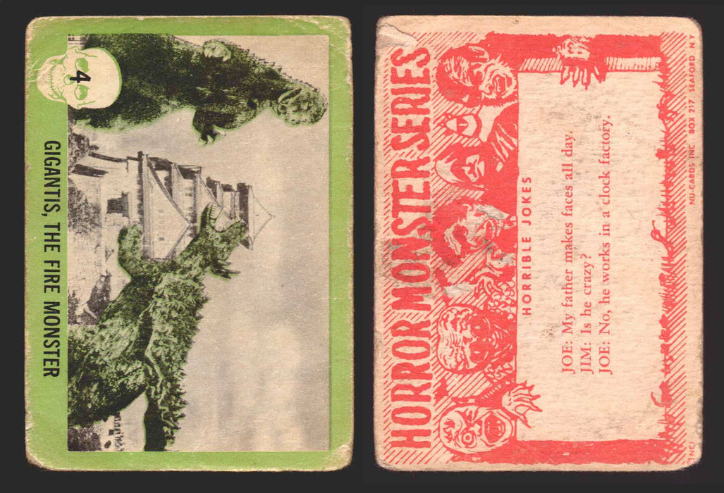 1961 Horror Monsters Series 1 Green Trading Card You Pick Singles #1-66 NuCard #	  4   Gigantis The Fire Monster  - TvMovieCards.com