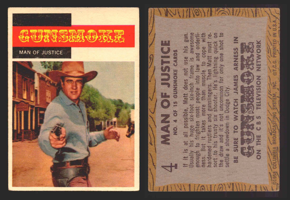 1958 TV Westerns Topps Vintage Trading Cards You Pick Singles #1-71 4   Man of Justice  - TvMovieCards.com