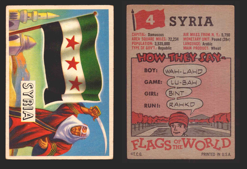 1956 Flags of the World Vintage Trading Cards You Pick Singles #1-#80 Topps 4	Syria  - TvMovieCards.com