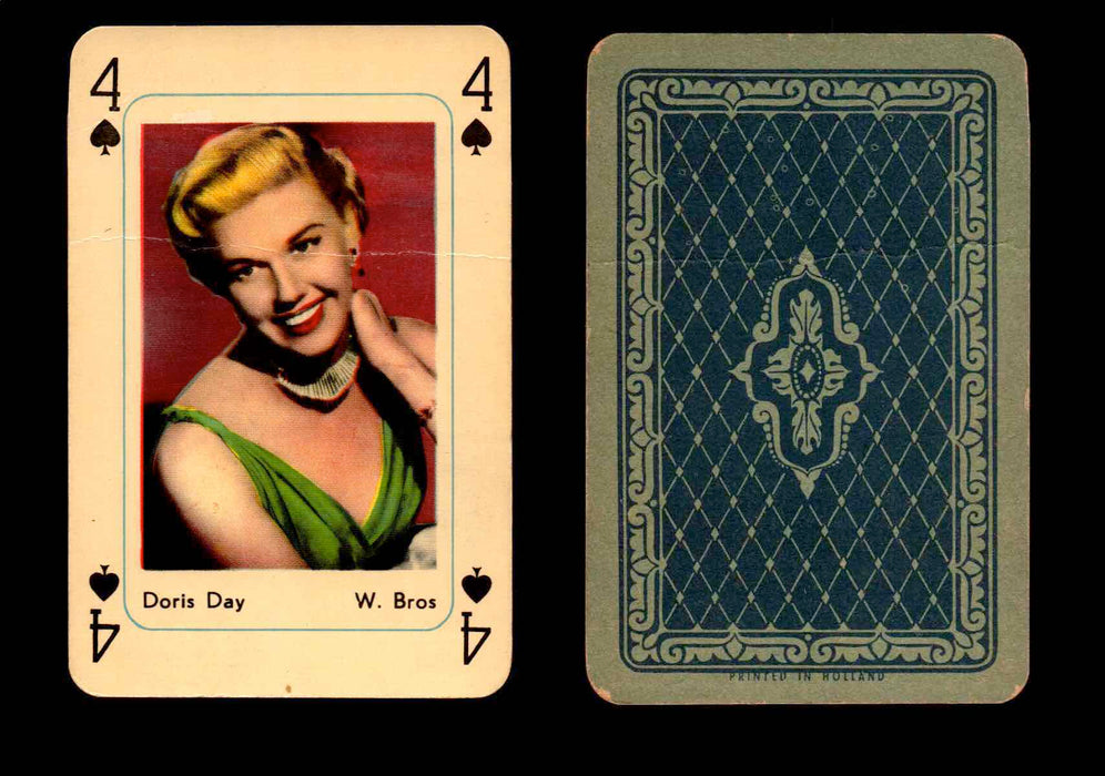 Vintage Hollywood Movie Stars Playing Cards You Pick Singles 4 - Spade - Doris Day  - TvMovieCards.com