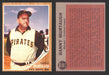 1962 Topps Baseball Trading Card You Pick Singles #500-#598 VG/EX #	503 Danny Murtaugh - Pittsburgh Pirates  - TvMovieCards.com