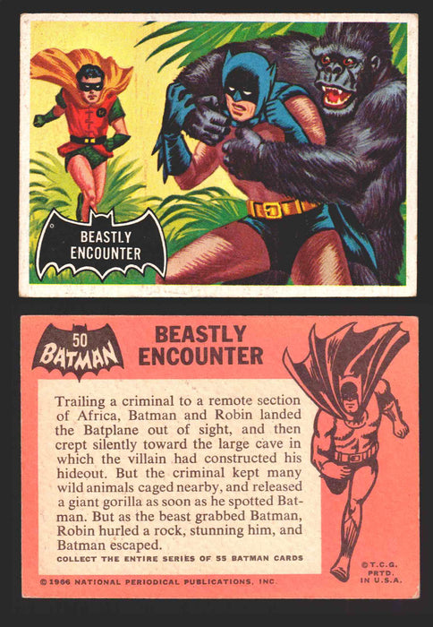 1966 Batman (Black Bat) Vintage Trading Card You Pick Singles #1-55 #	 50   Beastly Encounter  - TvMovieCards.com