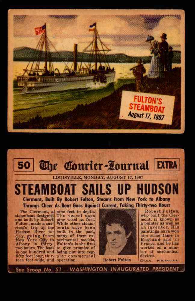 1954 Scoop Newspaper Series 1 Topps Vintage Trading Cards You Pick Singles #1-78 50   Fulton's Steamboat  - TvMovieCards.com