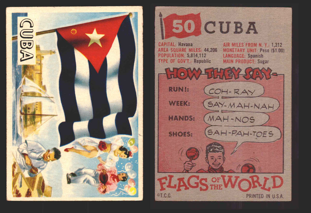 1956 Flags of the World Vintage Trading Cards You Pick Singles #1-#80 Topps 50	Cuba  - TvMovieCards.com