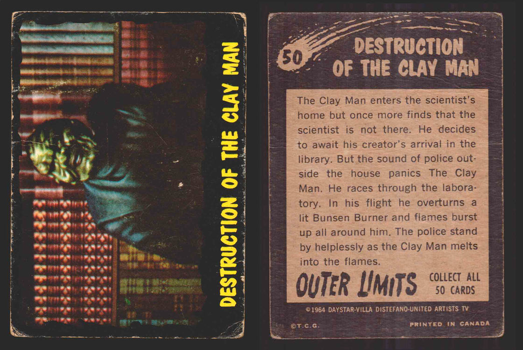 1964 Outer Limits Vintage Trading Cards #1-50 You Pick Singles O-Pee-Chee OPC 50   Destruction of the Clay Man  - TvMovieCards.com