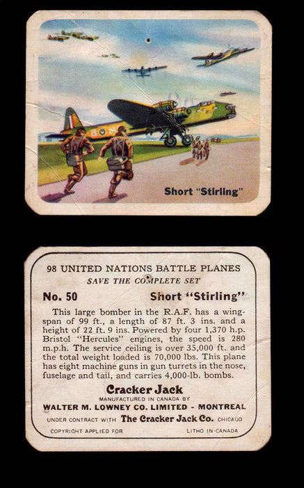 Cracker Jack United Nations Battle Planes Vintage You Pick Single Cards #1-70 #50  - TvMovieCards.com
