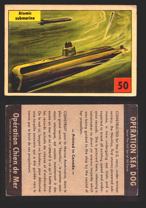 1954 Parkhurst Operation Sea Dogs You Pick Single Trading Cards #1-50 V339-9 50 Atomic Submarine  - TvMovieCards.com