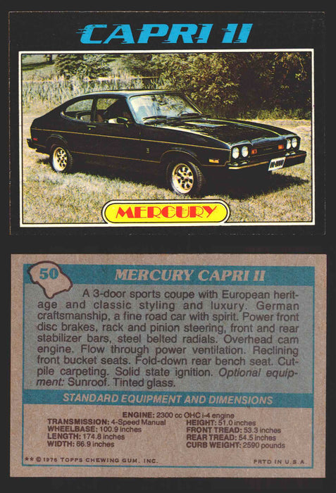 1976 Autos of 1977 Vintage Trading Cards You Pick Singles #1-99 Topps 50   Mercury Capri II  - TvMovieCards.com