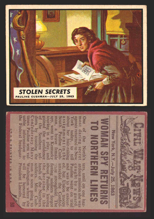 1962 Civil War News Topps TCG Trading Card You Pick Single Cards #1 - 88 50   Stolen Secrets  - TvMovieCards.com
