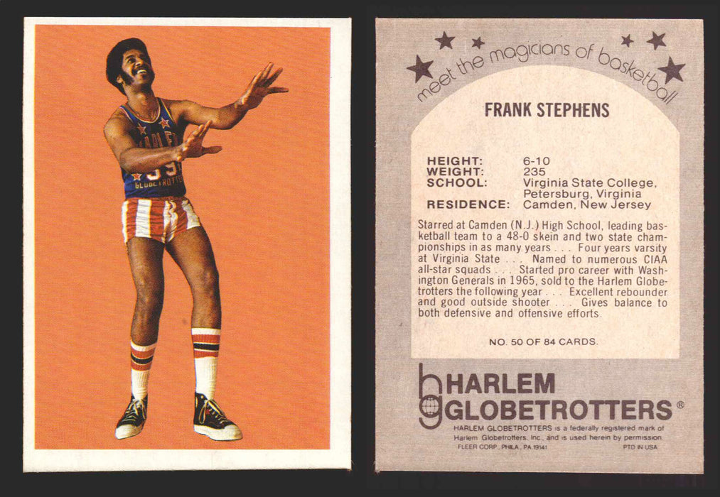 1971 Harlem Globetrotters Fleer Vintage Trading Card You Pick Singles #1-84 50 of 84   Frank Stephens  - TvMovieCards.com