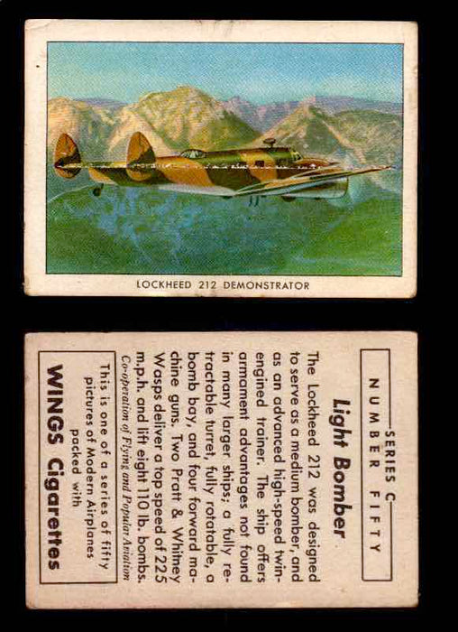 1942 Modern American Airplanes Series C Vintage Trading Cards Pick Singles #1-50 50	 	Lockheed 212 Demonstrator  - TvMovieCards.com
