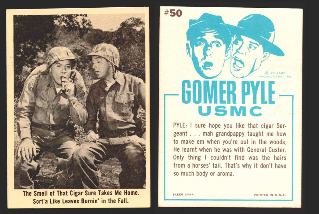 1965 Gomer Pyle Vintage Trading Cards You Pick Singles #1-66 Fleer 50   The smell of that cigar sure takes me home. Sort’a  - TvMovieCards.com