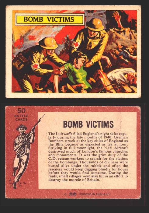 1965 Battle World War II A&BC Vintage Trading Card You Pick Singles #1-#73 50   Bomb Victims  - TvMovieCards.com
