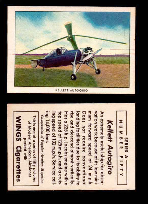 1940 Modern American Airplanes Series A Vintage Trading Cards Pick Singles #1-50 50 Kellett Autogiro  - TvMovieCards.com