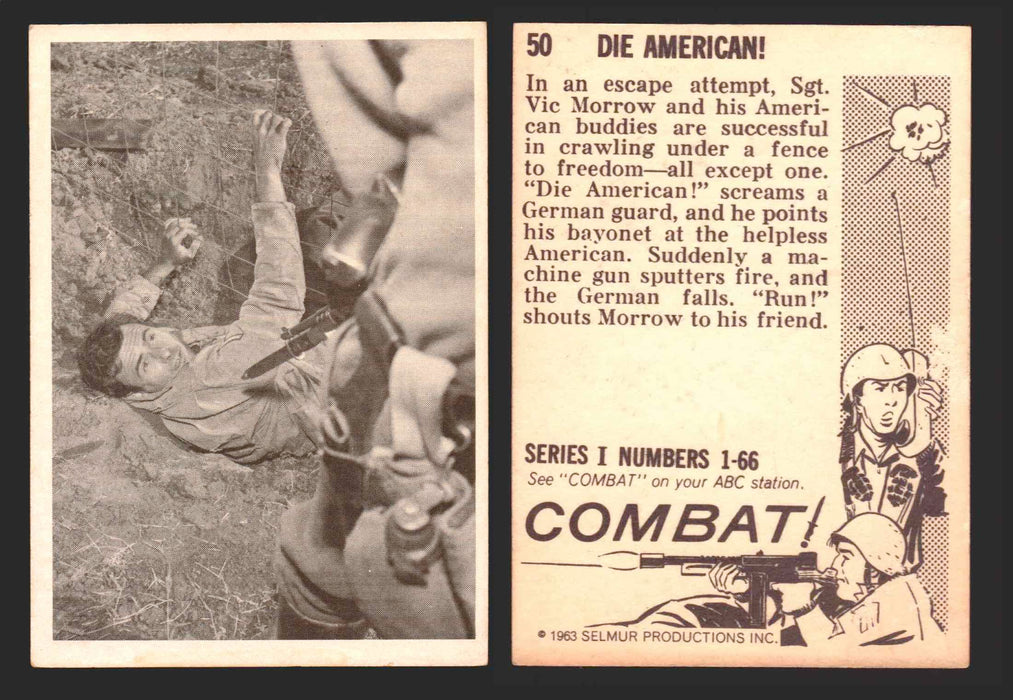 1963 Combat Series I Donruss Selmur Vintage Card You Pick Singles #1-66 50   Die American!  - TvMovieCards.com