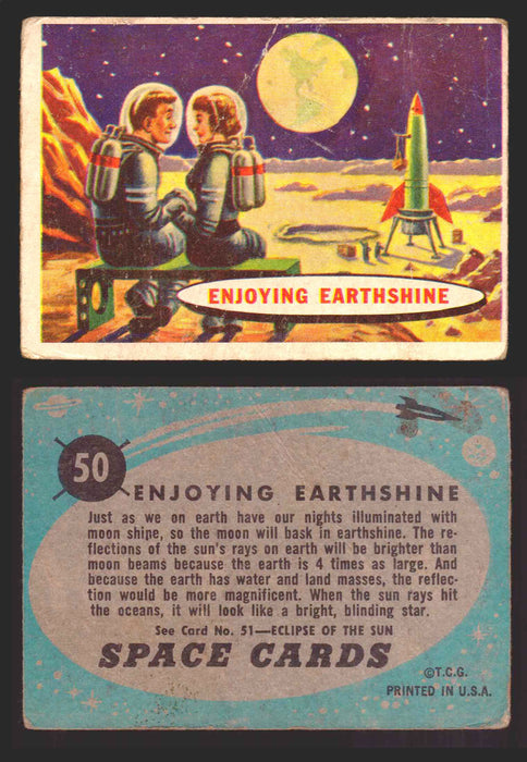 1957 Space Cards Topps Vintage Trading Cards #1-88 You Pick Singles 50   Enjoying Earthshine  - TvMovieCards.com