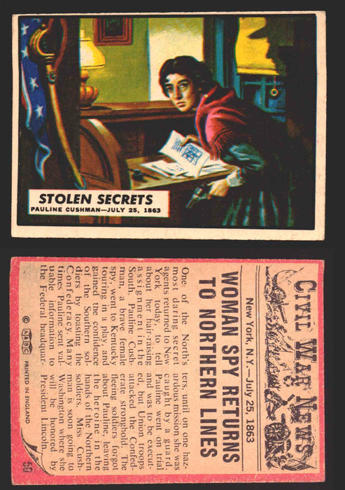 Civil War News Vintage Trading Cards A&BC Gum You Pick Singles #1-88 1965 50   Stolen Secrets  - TvMovieCards.com
