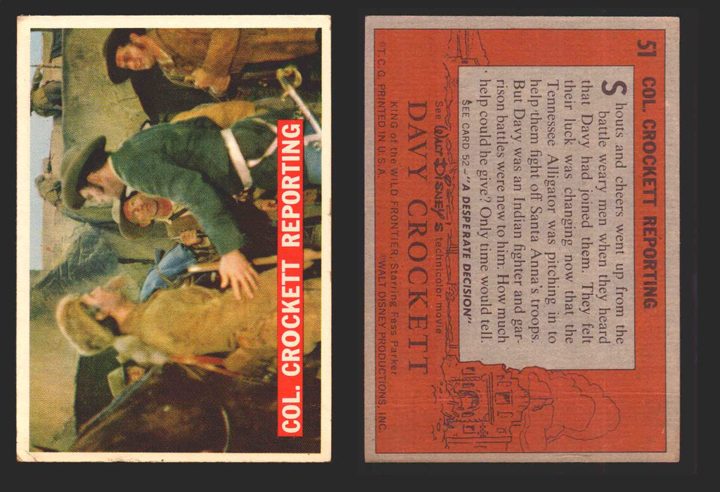 Davy Crockett Series 1 1956 Walt Disney Topps Vintage Trading Cards You Pick Sin 51   Col. Crockett Reporting  - TvMovieCards.com