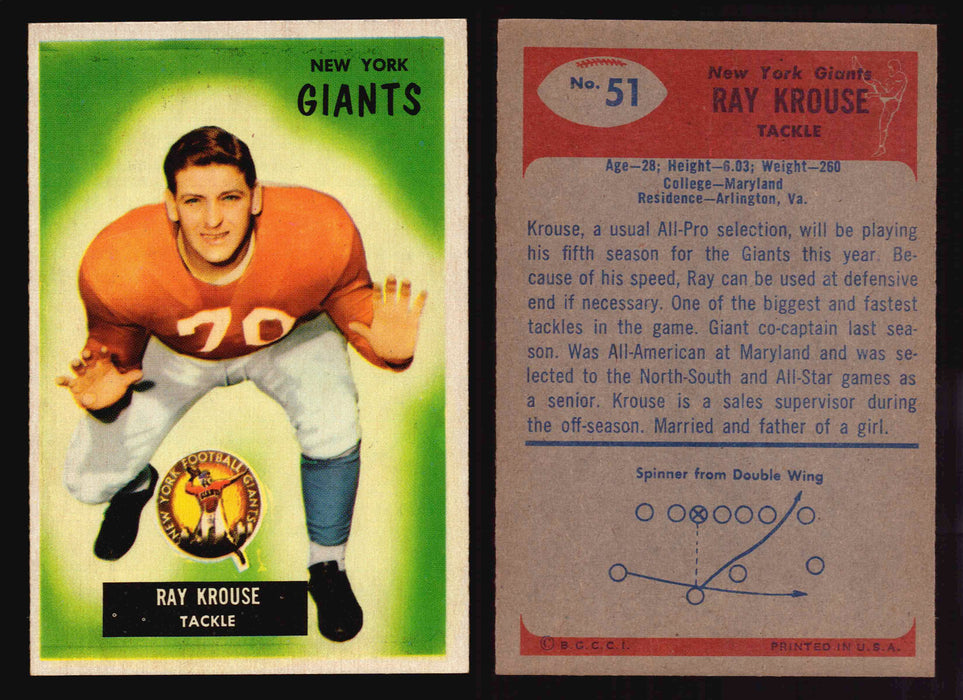 1955 Bowman Football Trading Card You Pick Singles #1-#160 VG/EX #51 Ray Krouse  - TvMovieCards.com
