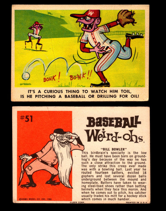Weird-ohs BaseBall 1966 Fleer Vintage Card You Pick Singles #1-66 #51 Bill Bowler  - TvMovieCards.com