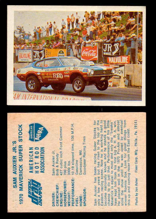 AHRA Official Drag Champs 1971 Fleer Vintage Trading Cards You Pick Singles 51   Sam Auxier Jr.'s                                1970 Maverick Super Stock  - TvMovieCards.com