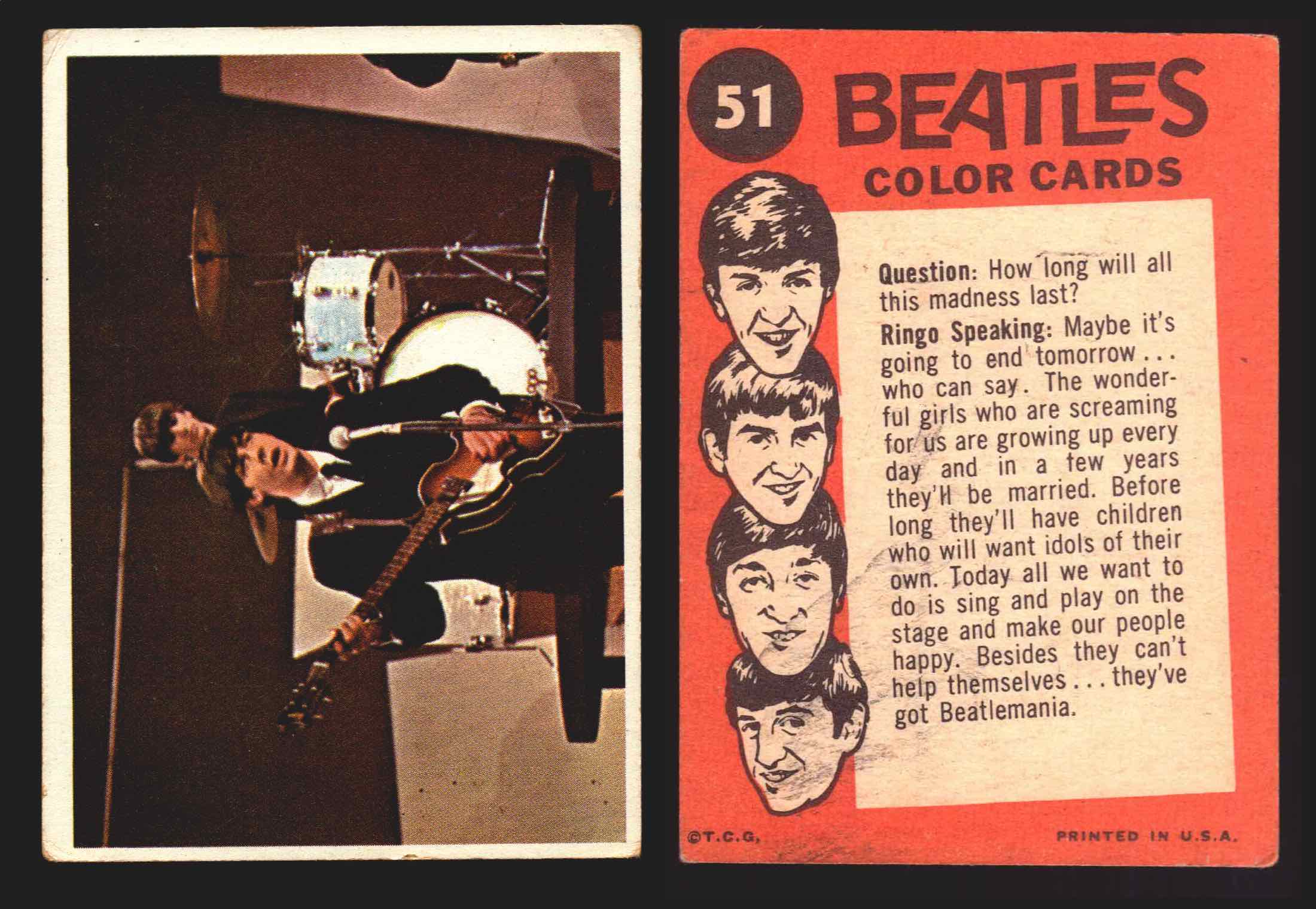 Beatles Color Topps 1964 Vintage Trading Cards You Pick Singles #1
