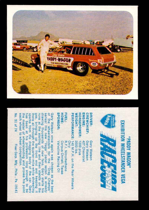 Race USA AHRA Drag Champs 1973 Fleer Vintage Trading Cards You Pick Singles 51 of 74   "Paddy Wagon" Exhibition  - TvMovieCards.com