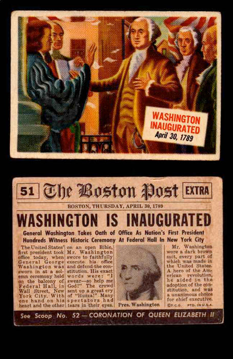 1954 Scoop Newspaper Series 1 Topps Vintage Trading Cards You Pick Singles #1-78 51   Washington Inaugurated  - TvMovieCards.com