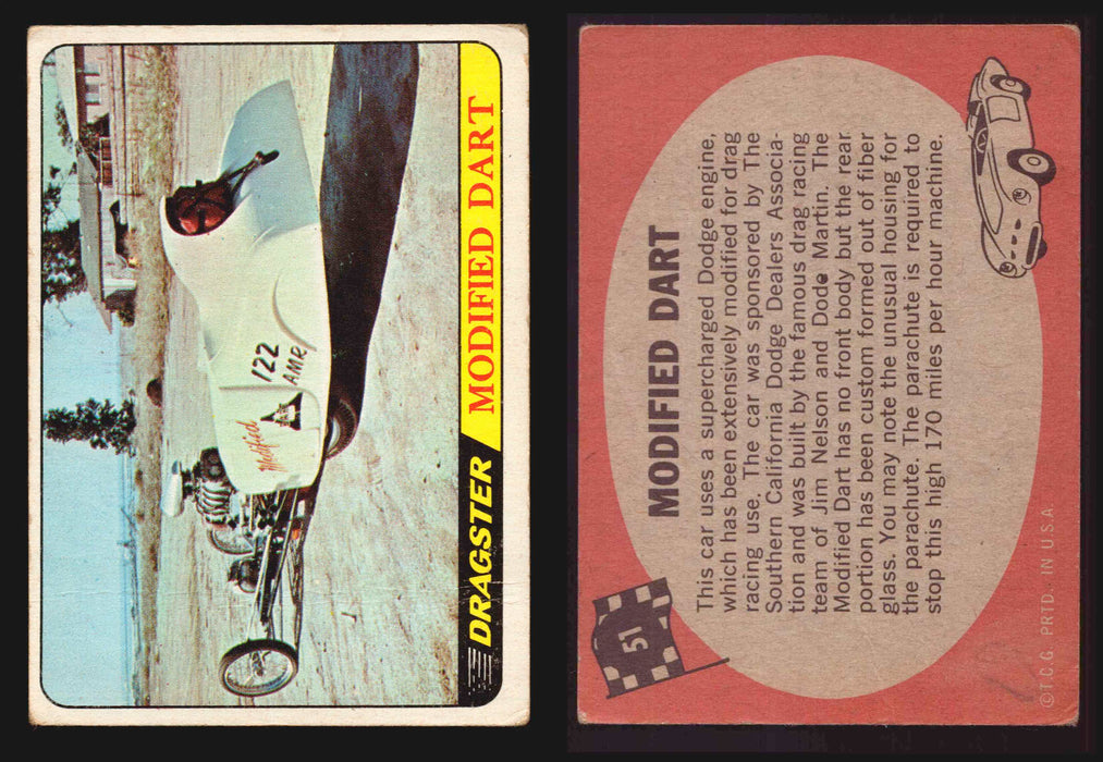 Hot Rods Topps 1968 George Barris Vintage Trading Cards #1-66 You Pick Singles #51 Modified Dart (creased)  - TvMovieCards.com