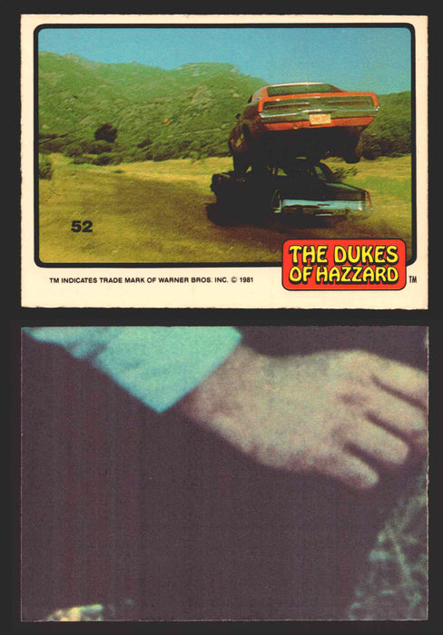 1981 Dukes of Hazzard Sticker Trading Cards You Pick Singles #1-#66 Donruss 52   The General Lee about to Land On Top of Another Car  - TvMovieCards.com