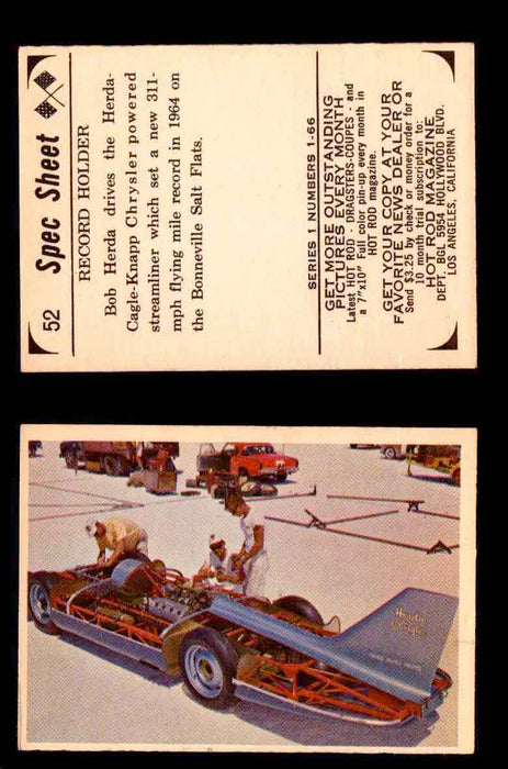 1965 Donruss Spec Sheet Vintage Hot Rods Trading Cards You Pick Singles #1-66 #52  - TvMovieCards.com
