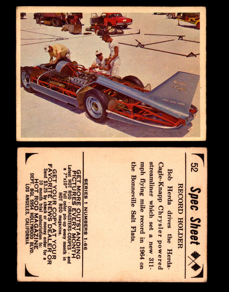 1965 Donruss Spec Sheet Vintage Hot Rods Trading Cards You Pick Singles #1-66   - TvMovieCards.com