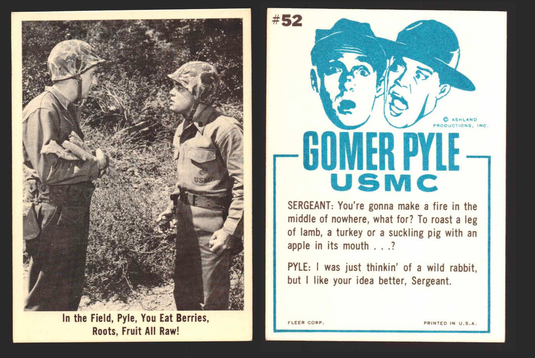 1965 Gomer Pyle Vintage Trading Cards You Pick Singles #1-66 Fleer 52   In the field  Pyle  you eat berries  roots  fruit  - TvMovieCards.com