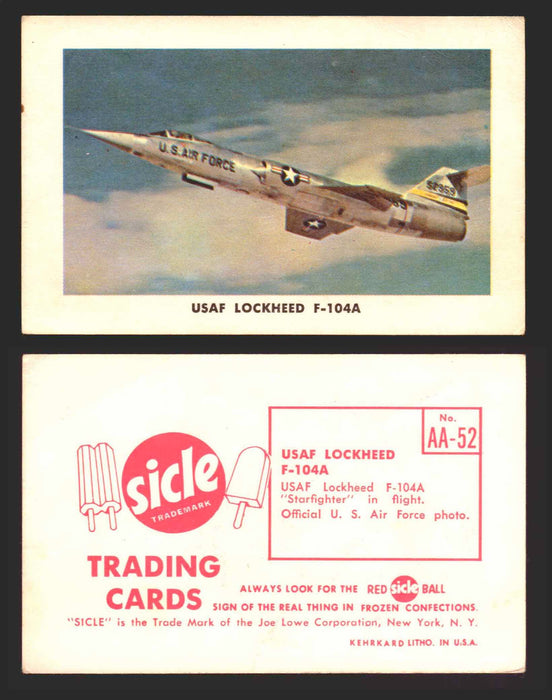 1959 Sicle Airplanes Joe Lowe Corp Vintage Trading Card You Pick Singles #1-#76 AA-52	USAF Lockheed F-104A  - TvMovieCards.com