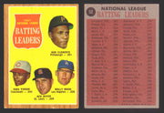 1962 Topps Baseball Trading Card You Pick Singles #1-#99 VG/EX #	52 1961 NL Batting Leaders  - TvMovieCards.com